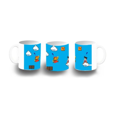 TAZA DE PLASTICO GOKU RETRO 8 BITS DRAGON BALL niños personalizada