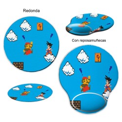 ALFOMBRILLA REDONDEADA GOKU RETRO 8 BITS DRAGON BALL curva curvada reposamuñecas pc raton