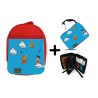 PACK MOCHILA ROJA Y ESTUCHE GOKU RETRO 8 BITS DRAGON BALL material escolar