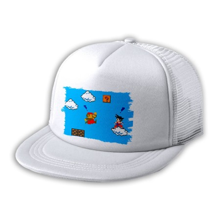 GORRA 5 PANELES REDECILLA TRASERA GOKU RETRO 8 BITS DRAGON BALL estilo rapero