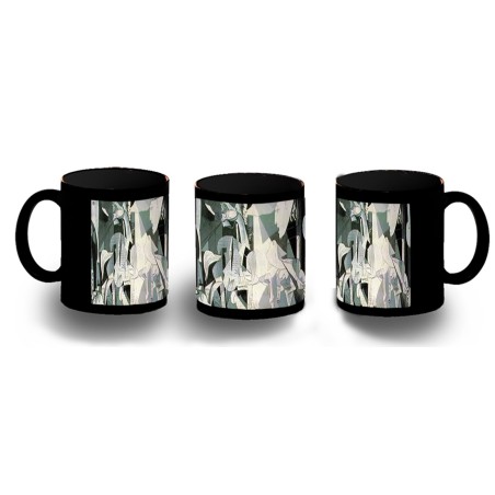 TAZA COMPLETAMENTE NEGRA CUADRO EL GUERNICA DE PABLO PICASSO personalizada