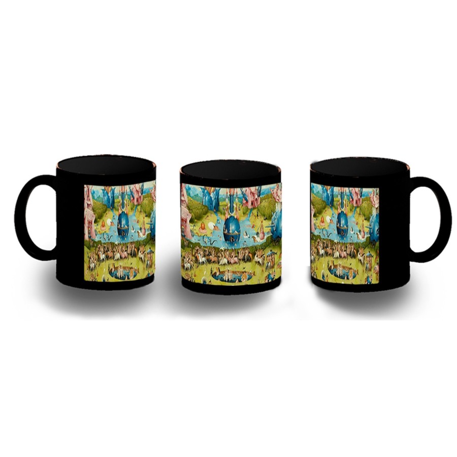 TAZA COMPLETAMENTE NEGRA CUADRO JARDIN DE LAS DELICIAS EL BOSCO personalizada