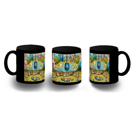 TAZA COMPLETAMENTE NEGRA CUADRO JARDIN DE LAS DELICIAS EL BOSCO personalizada