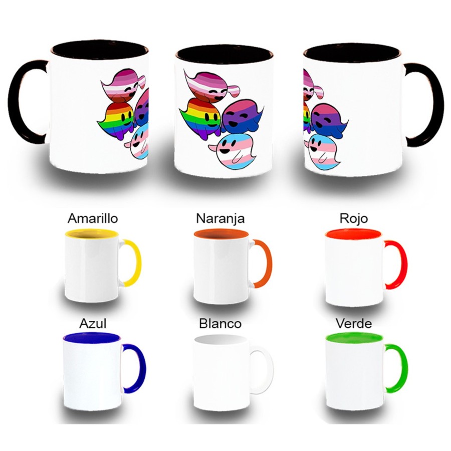 TAZA COLORES FANTASMAS ORGULLO GAY color personalizada