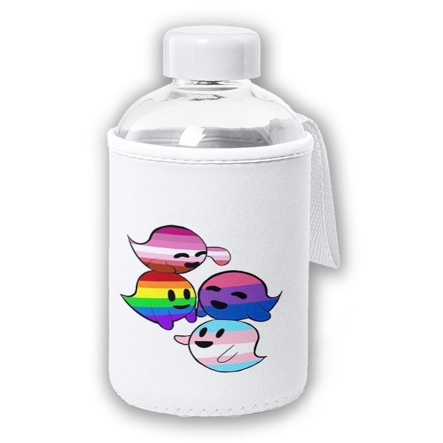 BIDON CRISTAL CON FUNDA SOFT SHELL FANTASMAS ORGULLO GAY tapon seguridad botella