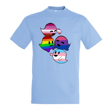 CAMISETA AZUL CIELO FANTASMAS ORGULLO GAY moda verano personalizada