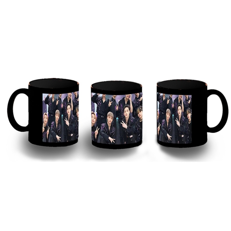 TAZA COMPLETAMENTE NEGRA Stray kids Love Untold rock hip-hop deep end personalizada