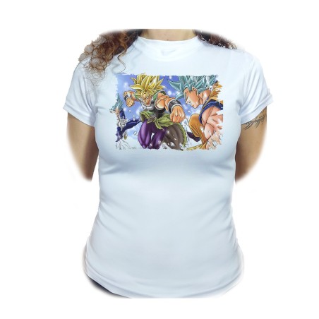 CAMISETA MUJER PELICULA GOKU VEGETA VS BROLY moda personalizada