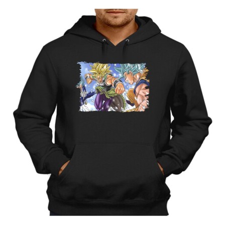 SUDADERA NEGRA CON CAPUCHA PELICULA GOKU VEGETA VS BROLY adulto poliester algodón personalizada