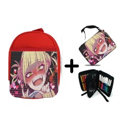 PACK MOCHILA ROJA Y ESTUCHE YANDERE TOGA HIMIKO BOKUNOHERO material escolar