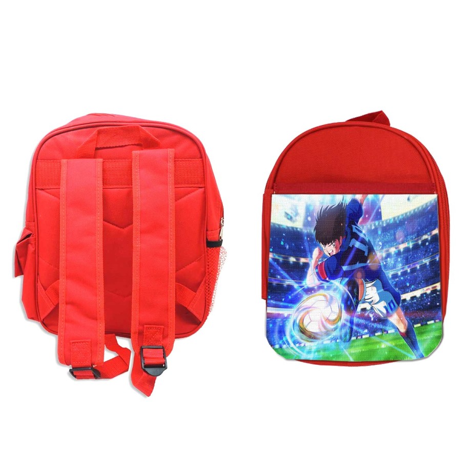 MOCHILA ROJA OLIVER ATOM FUTBOLISTA escolar personalizado