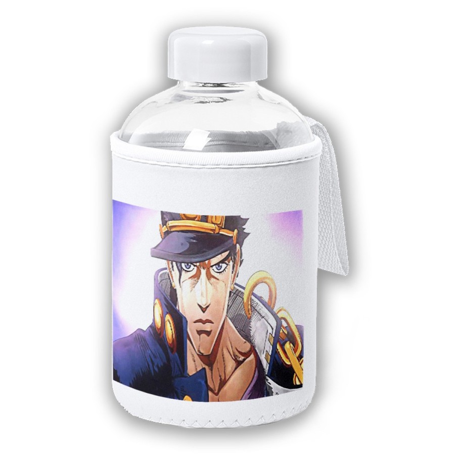 BIDON CRISTAL CON FUNDA SOFT SHELL JOJO BIZARRE ADVENTURE SERIE tapon seguridad botella