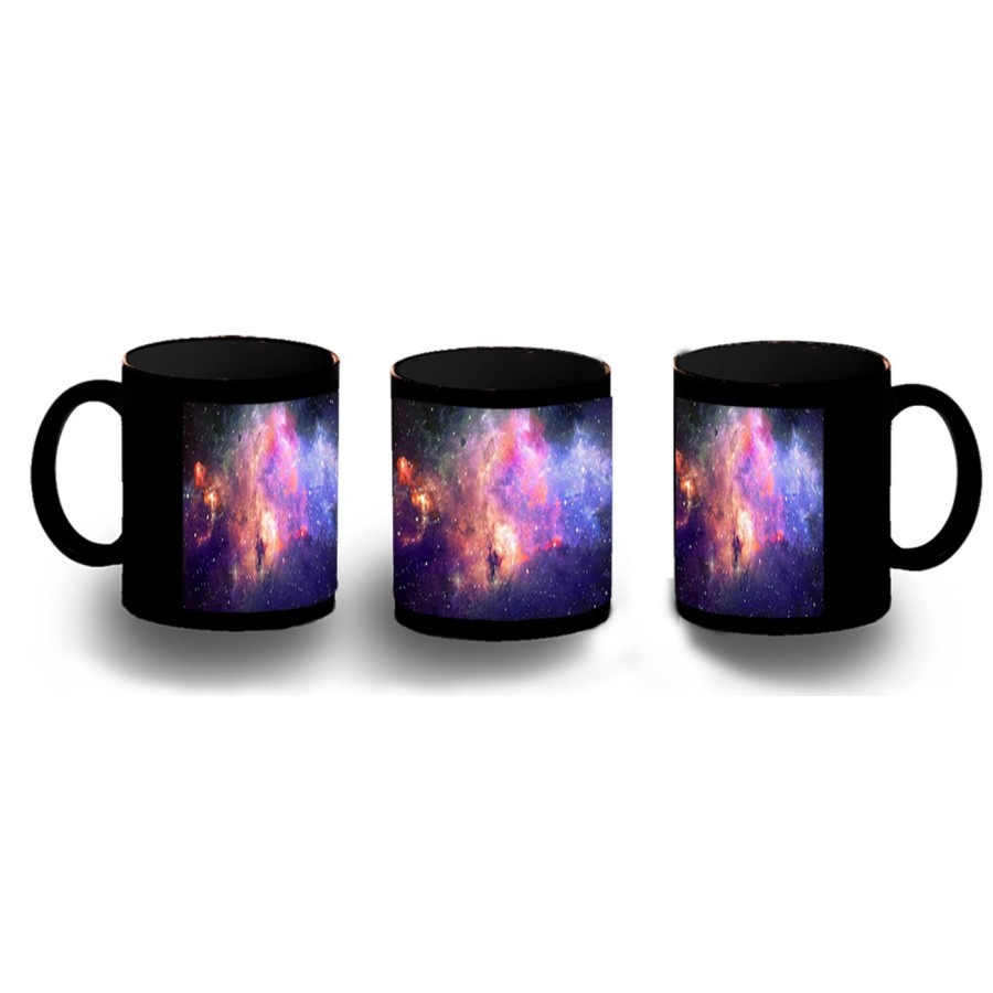 TAZA COMPLETAMENTE NEGRA NEBULOSA GALAXIA UNIVERSO COSMOS personalizada