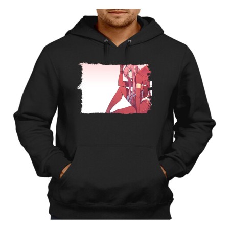 SUDADERA NEGRA CON CAPUCHA DARLING IN THE FRANXX ANIME adulto poliester algodón personalizada