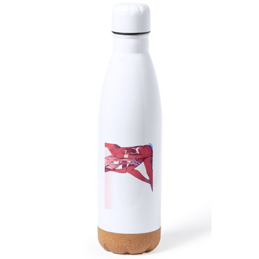 BIDON 750 ML ACERO INOXIDABLE ADORNO DE CORCHO DARLING IN THE FRANXX ANIME tapon botella