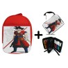 PACK MOCHILA ROJA Y ESTUCHE GOKU DRAGON BALL HEROES material escolar