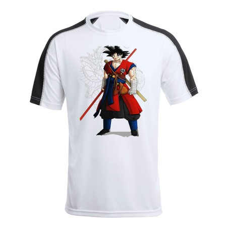 CAMISETA TÉCNICA FRANJA MANGAS NEGRA GOKU DRAGON BALL HEROES personalizada