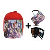 PACK MOCHILA ROJA Y ESTUCHE DATE ALIVE PERSONAJES ANIME material escolar