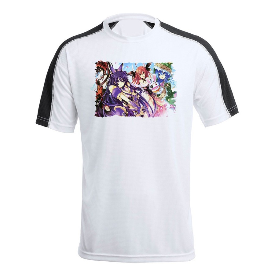 CAMISETA TÉCNICA FRANJA MANGAS NEGRA DATE ALIVE PERSONAJES ANIME personalizada