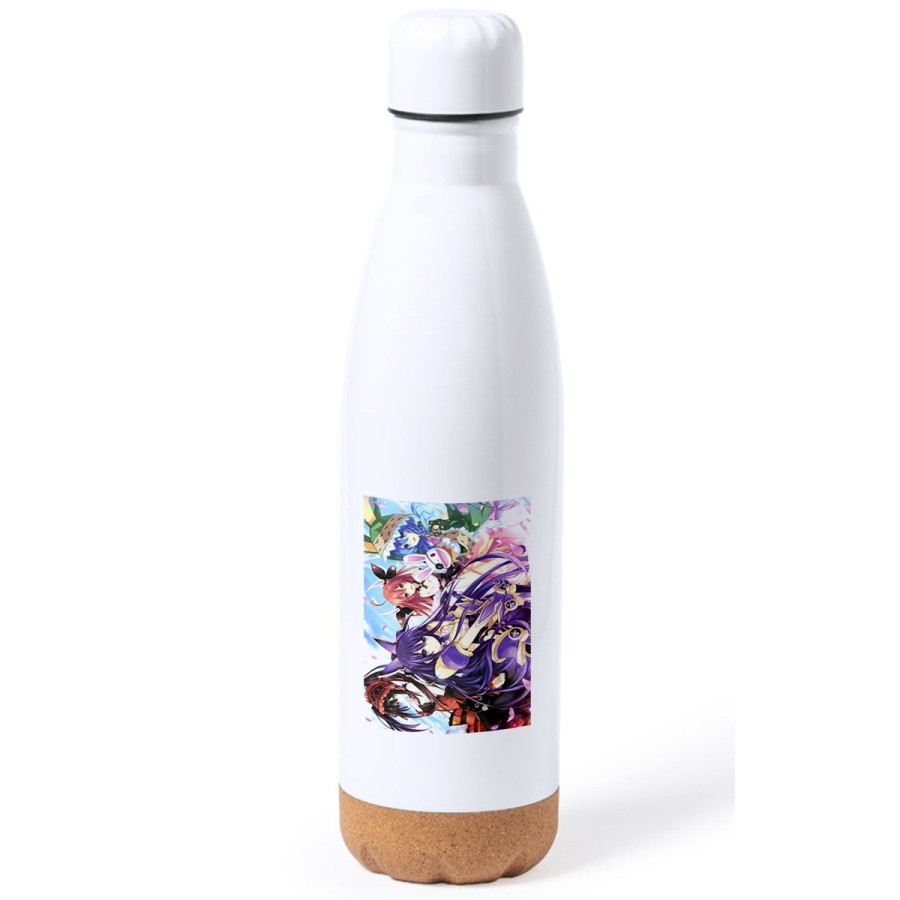 BIDON 750 ML ACERO INOXIDABLE ADORNO DE CORCHO DATE ALIVE PERSONAJES ANIME tapon botella