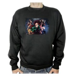 SUDADERA NEGRA DEMON SLAYER ACCION PERSONAJES adulto poliester algodón personalizada