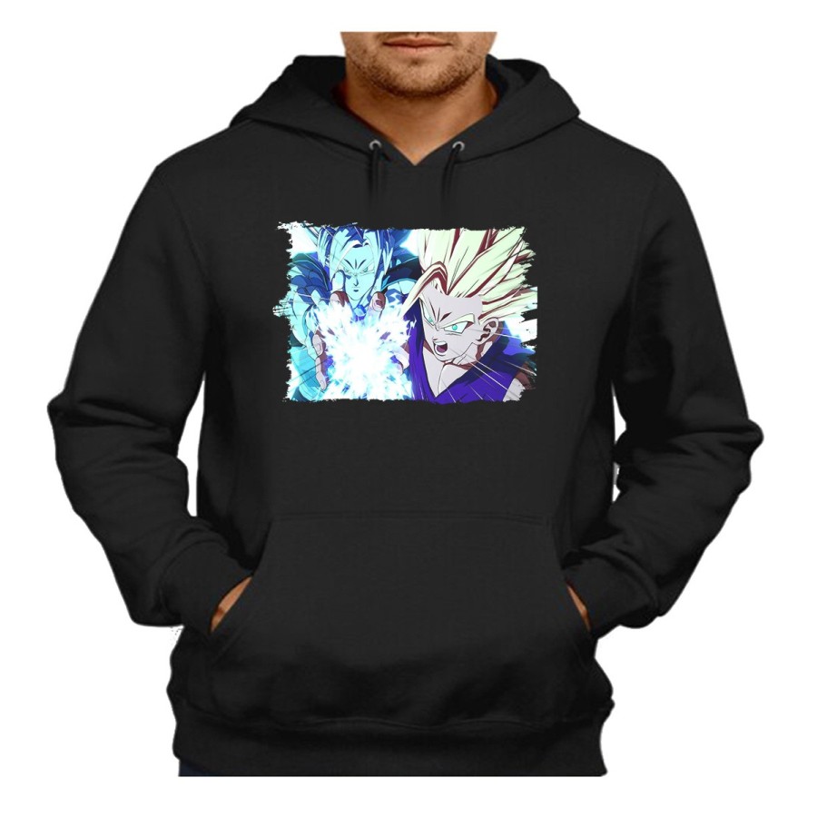 SUDADERA NEGRA CON CAPUCHA dragon ball z songoanda gohan ssj 2 adulto poliester algodón personalizada