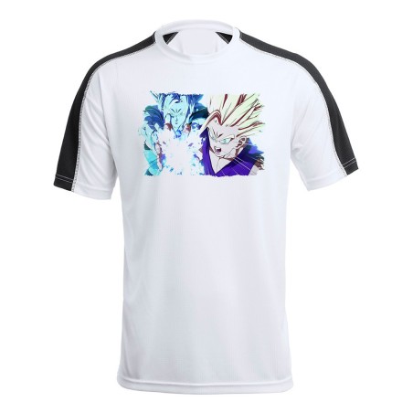 CAMISETA TÉCNICA FRANJA MANGAS NEGRA dragon ball z songoanda gohan ssj 2 personalizada