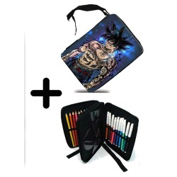 PACK MOCHILA Y ESTUCHE Goku ultra instinto banda callejera yakuza material escolar
