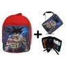 PACK MOCHILA ROJA Y ESTUCHE Goku ultra instinto banda callejera yakuza material escolar