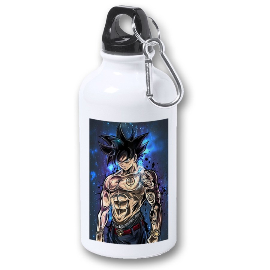 BIDON 400ML METALICO Goku ultra instinto banda callejera yakuza para viaje y deporte