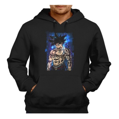 SUDADERA NEGRA CON CAPUCHA Goku ultra instinto banda callejera yakuza adulto poliester algodón personalizada