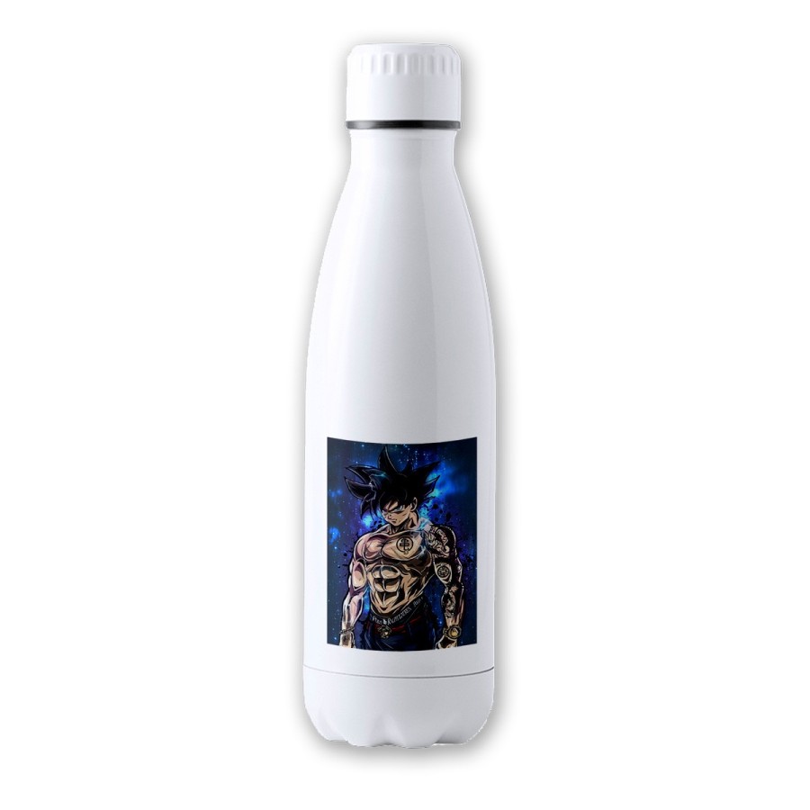 BIDON 700 ML ACERO INOXIDABLE Goku ultra instinto banda callejera yakuza tapon seguridad botella