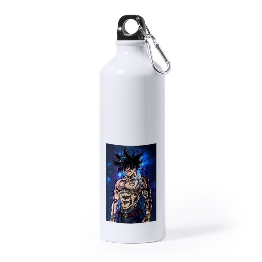 BIDON GRANDE 800 ML ACERO INOXIDABLE Goku ultra instinto banda callejera yakuza deporte deportivo mosqueton botella