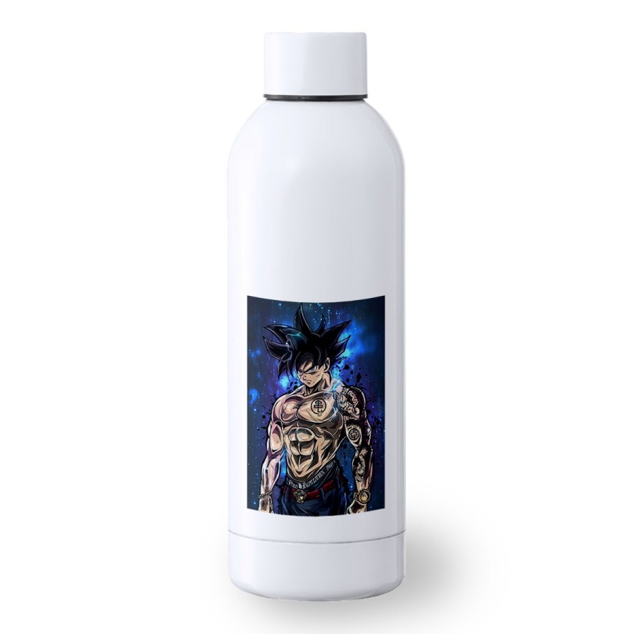 BIDON 500 ML ACERO INOXIDABLE Goku ultra instinto banda callejera yakuza deporte deportivo botella senderismo