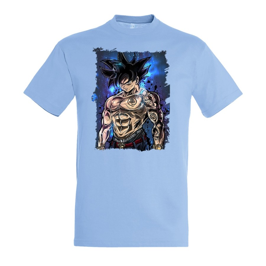 CAMISETA AZUL CIELO Goku ultra instinto banda callejera yakuza moda verano personalizada