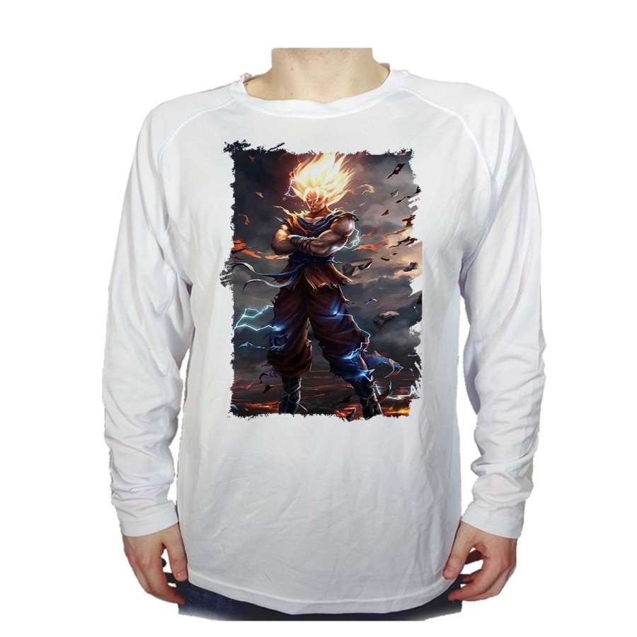 CAMISETA MANGA LARGA dragon ball z goku ssj realista real personalizada