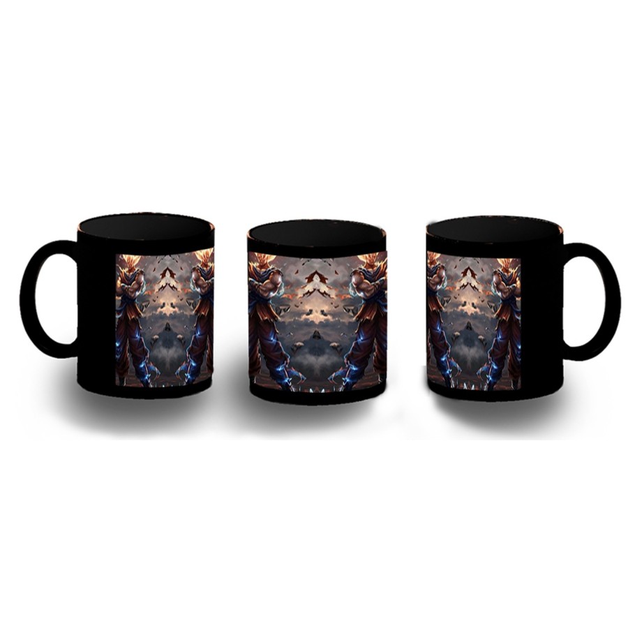 TAZA COMPLETAMENTE NEGRA dragon ball z goku ssj realista real personalizada