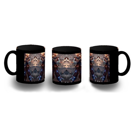 TAZA COMPLETAMENTE NEGRA dragon ball z goku ssj realista real personalizada