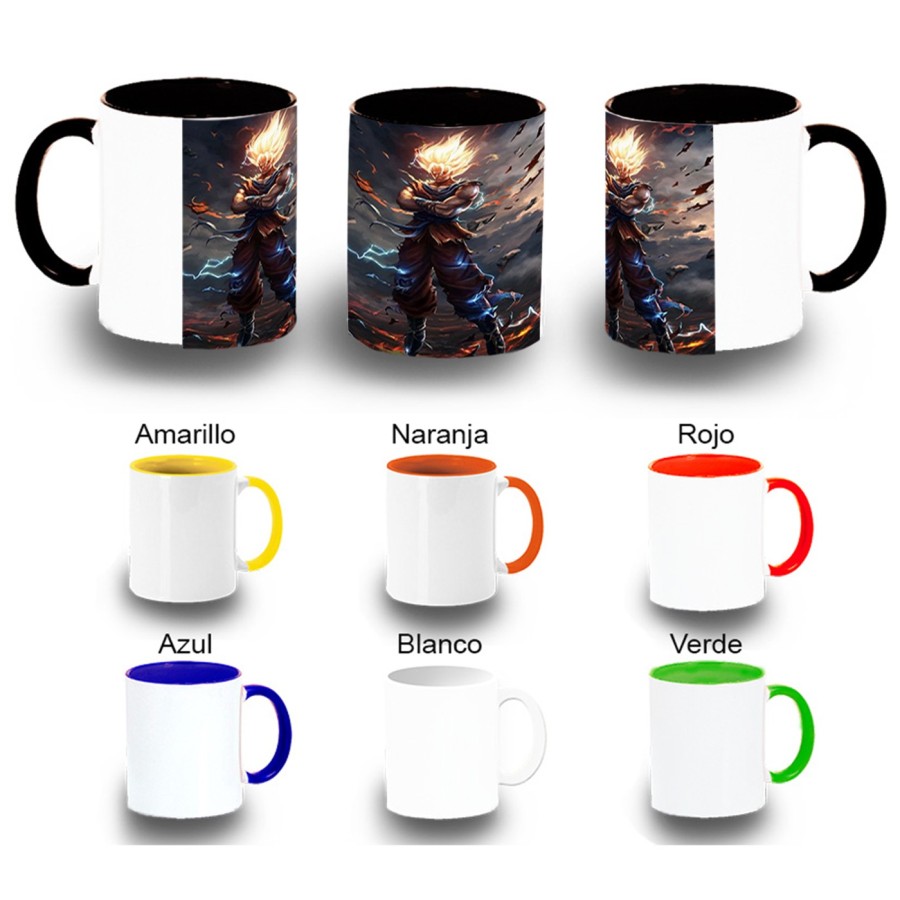 TAZA COLORES dragon ball z goku ssj realista real color personalizada