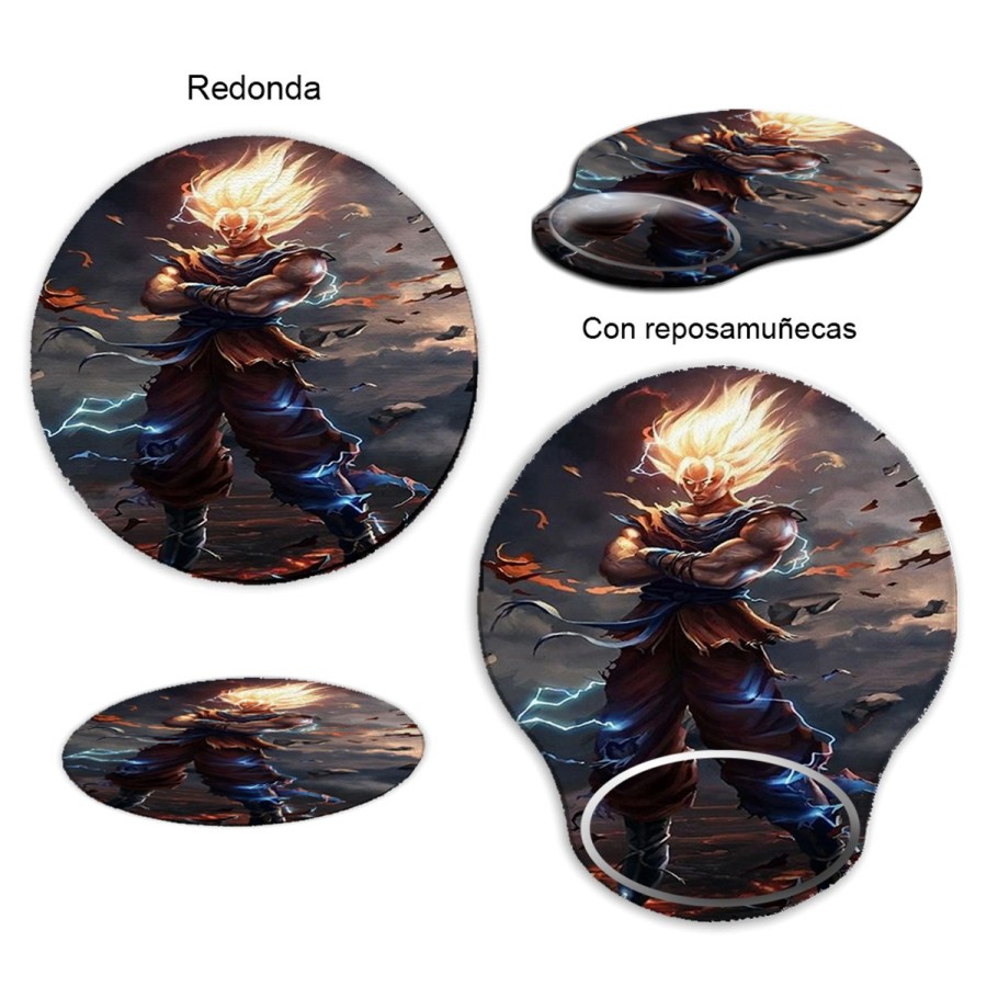 ALFOMBRILLA REDONDA dragon ball z goku ssj realista real pc raton