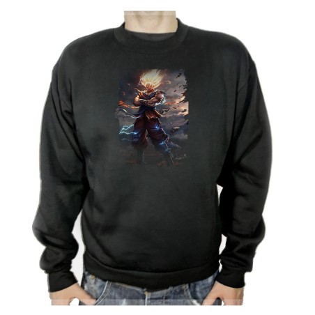 SUDADERA NEGRA dragon ball z goku ssj realista real adulto poliester algodón personalizada