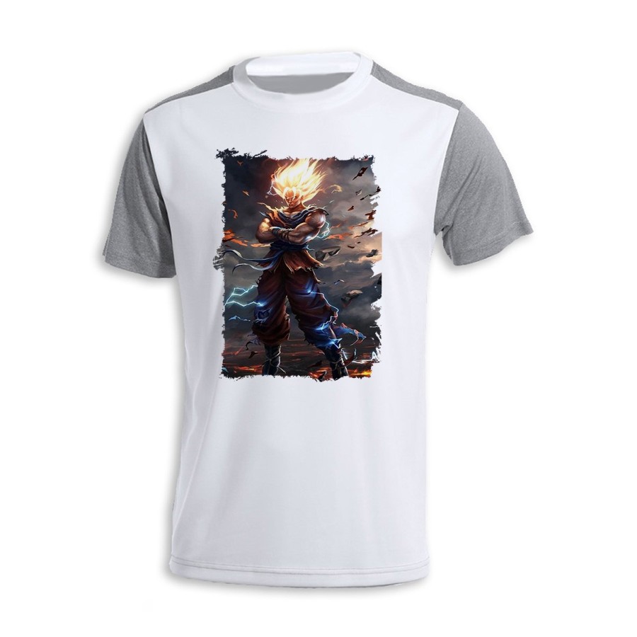 CAMISETA DISEÑO BICOLOR dragon ball z goku ssj realista real personalizada