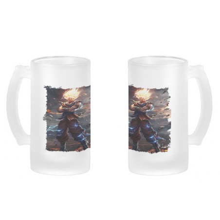 JARRA CERVEZA CRISTAL dragon ball z goku ssj realista real esmerilada esmerilado 500ml