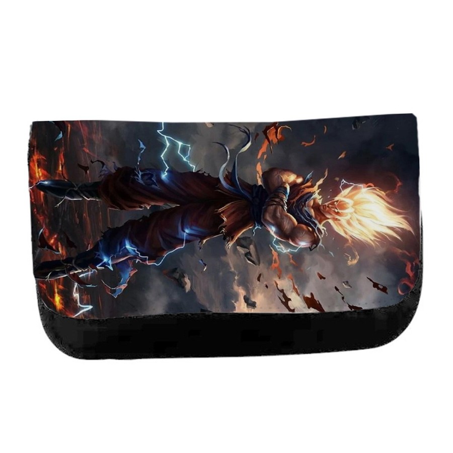 ESTUCHE NECESER DE LONA dragon ball z goku ssj realista real unisex negro monedero billetera