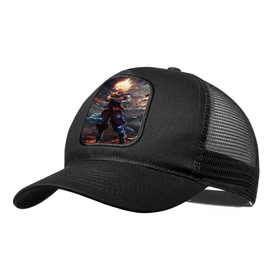 GORRA NEGRA CON REJILLA dragon ball z goku ssj realista real moda deporte