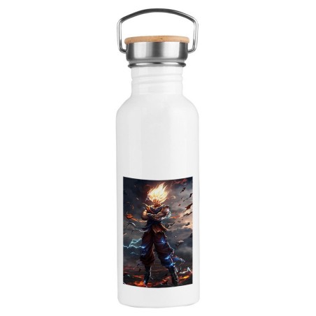 BIDON 750 ML ACERO INOXIDABLE ESTILO RETRO dragon ball z goku ssj realista real deporte deportivo botella