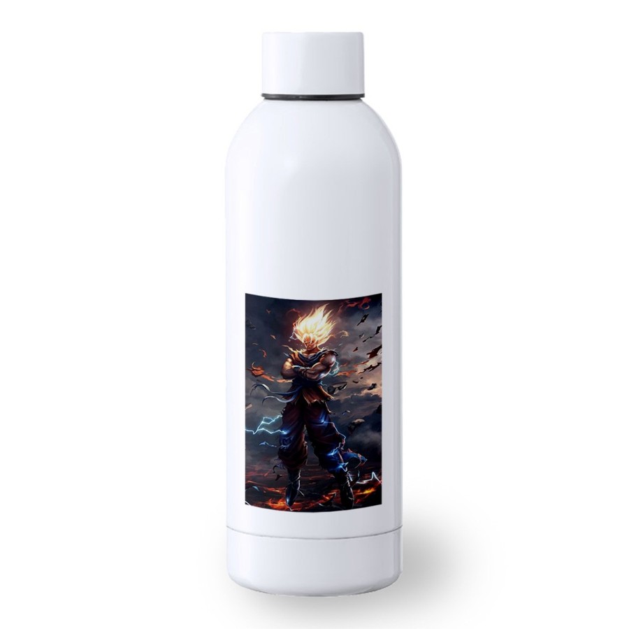 BIDON 500 ML ACERO INOXIDABLE dragon ball z goku ssj realista real deporte deportivo botella senderismo