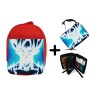 PACK MOCHILA ROJA Y ESTUCHE GOKU LIMIT BREAKER ULTRA INSTINCT material escolar