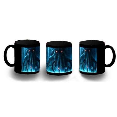 TAZA COMPLETAMENTE NEGRA LA INVOCACION DE CTHULHU LOVECRAFT personalizada