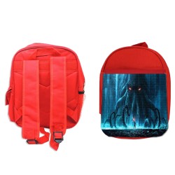 MOCHILA ROJA LA INVOCACION DE CTHULHU LOVECRAFT escolar personalizado